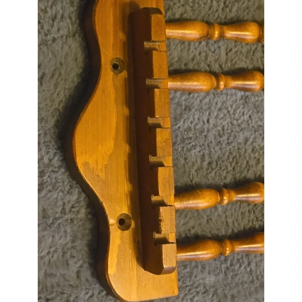Vintage Wood Souvenir Spoon Display Rack Wall Hanging 12 Slot Holder 12x8 Oak